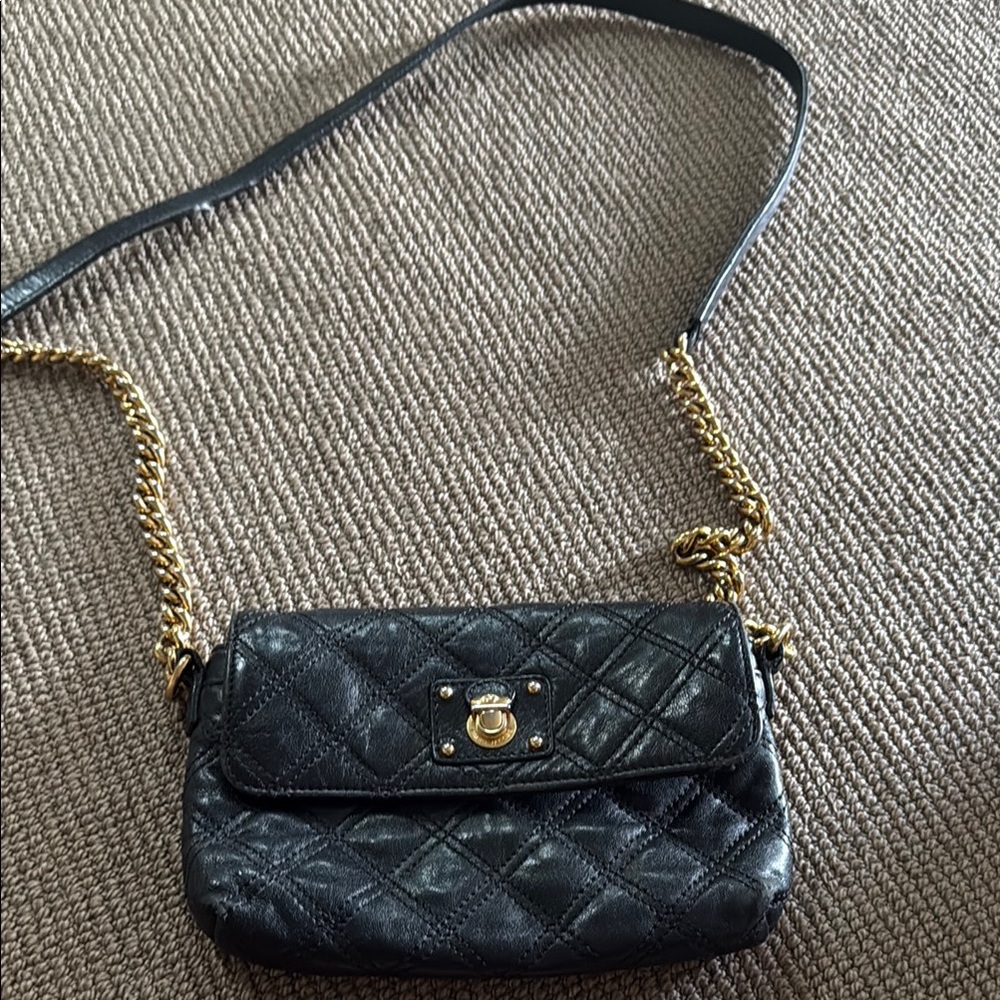 Black Quilted Leather Crossbody Bag